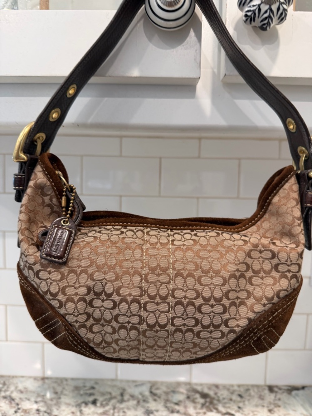 Coach Brown/Tan Signature Jacquard soho Shoulder Bag - Picture 6 of 16